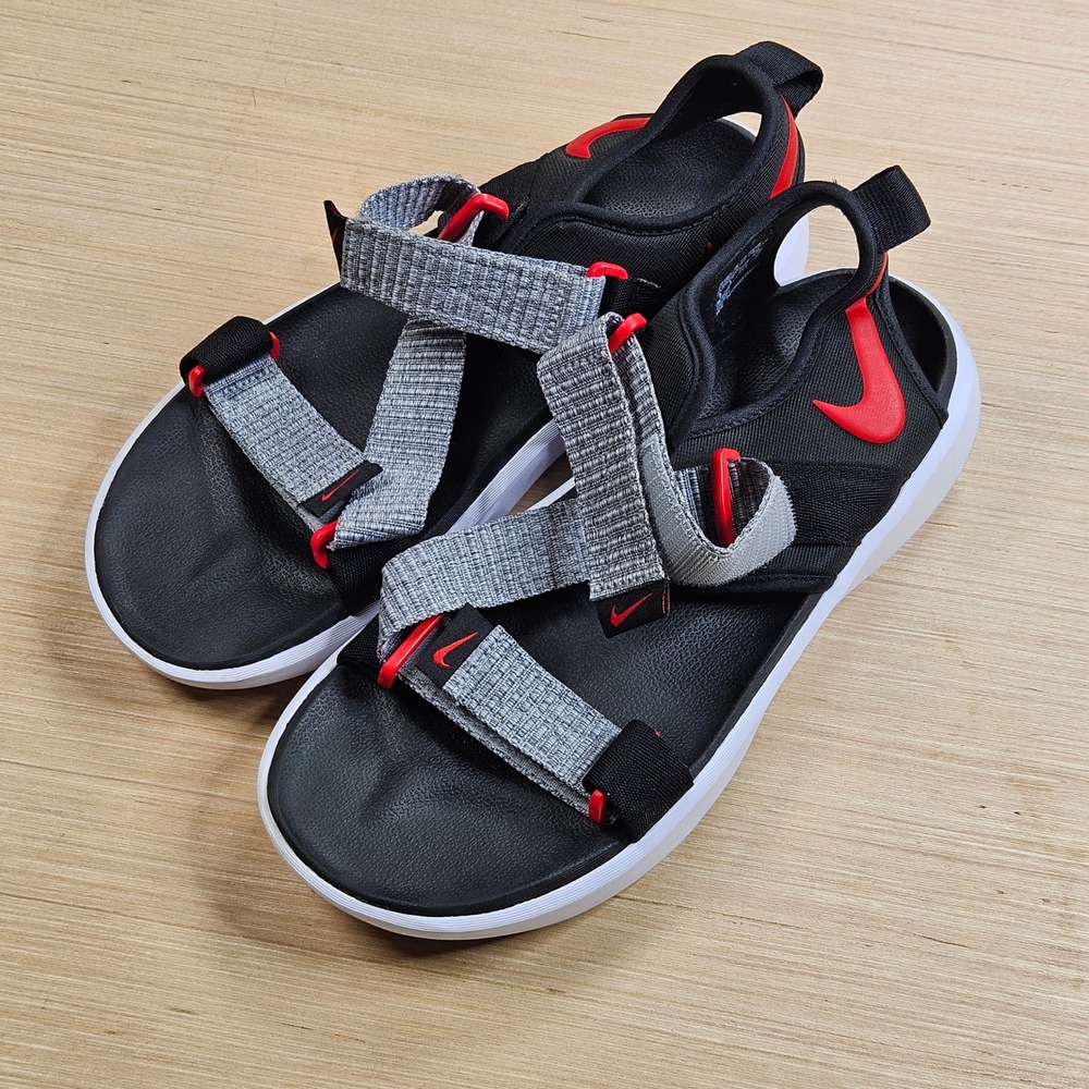 Nike Vista Sandal Mens 9 Black Red Grey DJ6606-002 Strappy Sport Slides